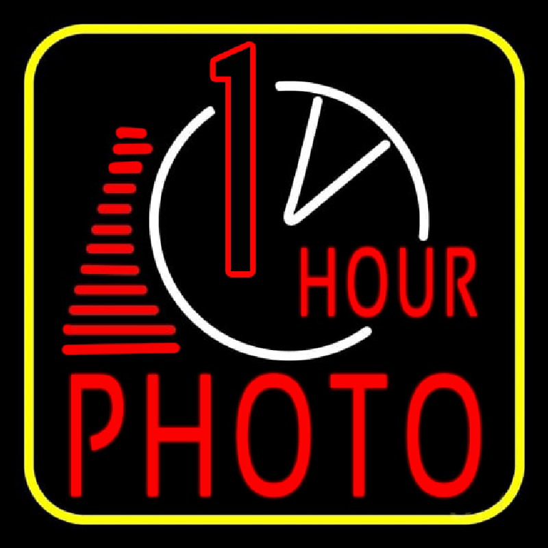 1 Hour Photo With Clock Icon Neonkyltti