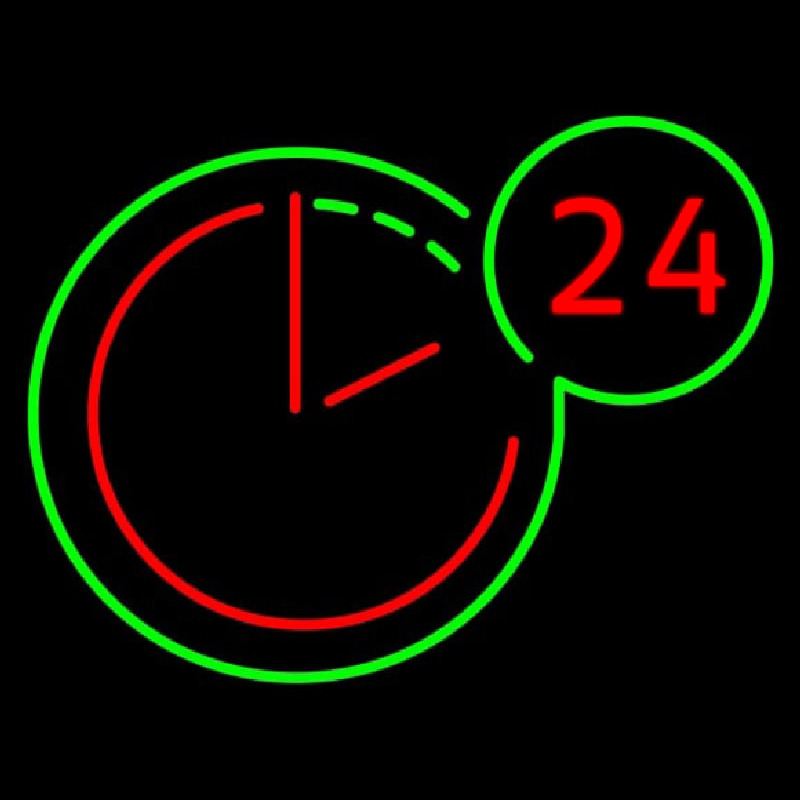 24 Hours Clock Neonkyltti