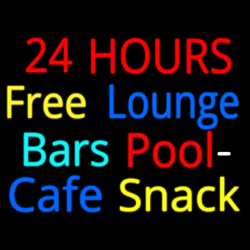 24 Hours Free Lounge Bars Pool Cafe Snack Neonkyltti