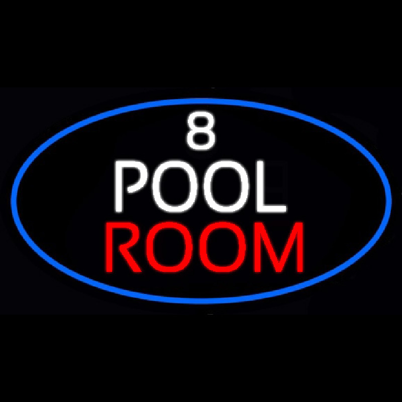 8 Pool Room Oval With Blue Border Neonkyltti