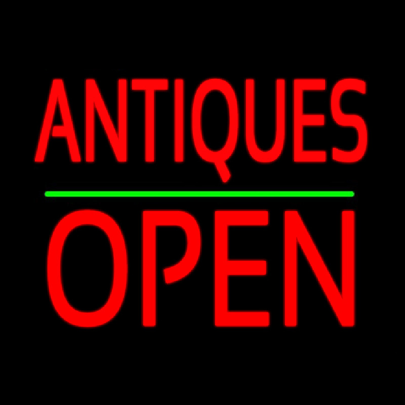 Antiques Block Open Green Line Neonkyltti