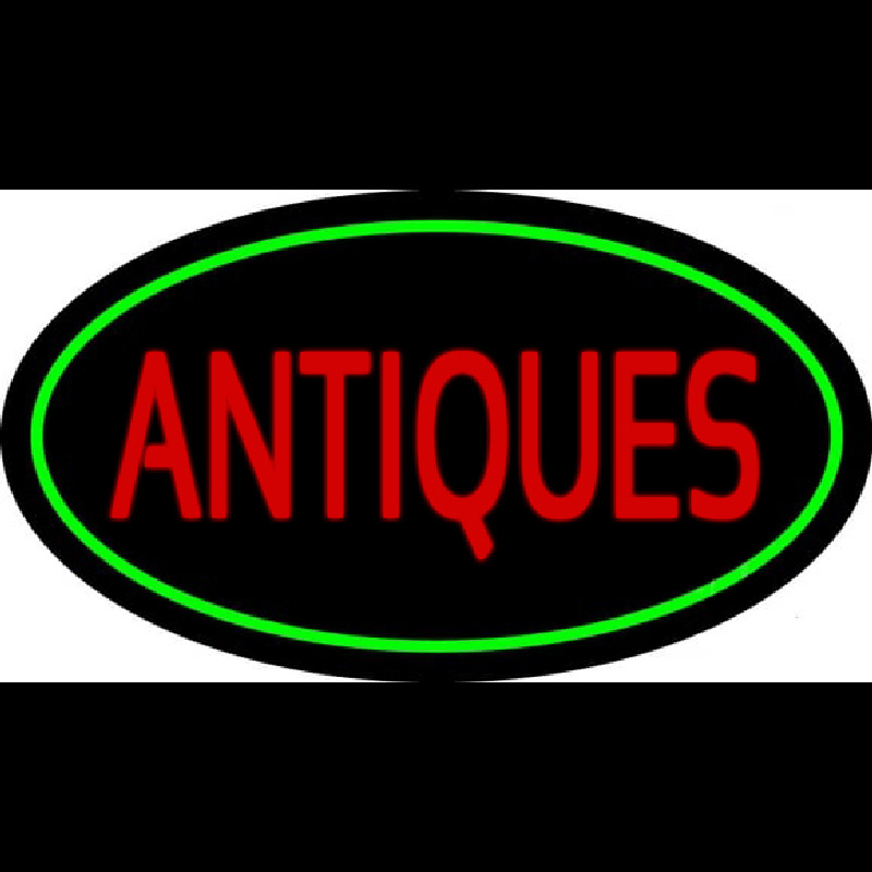 Antiques Green Oval Neonkyltti