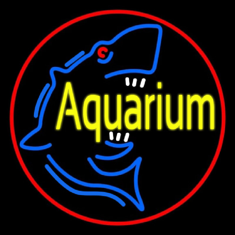 Aquarium Shark Logo Red Circle Neonkyltti