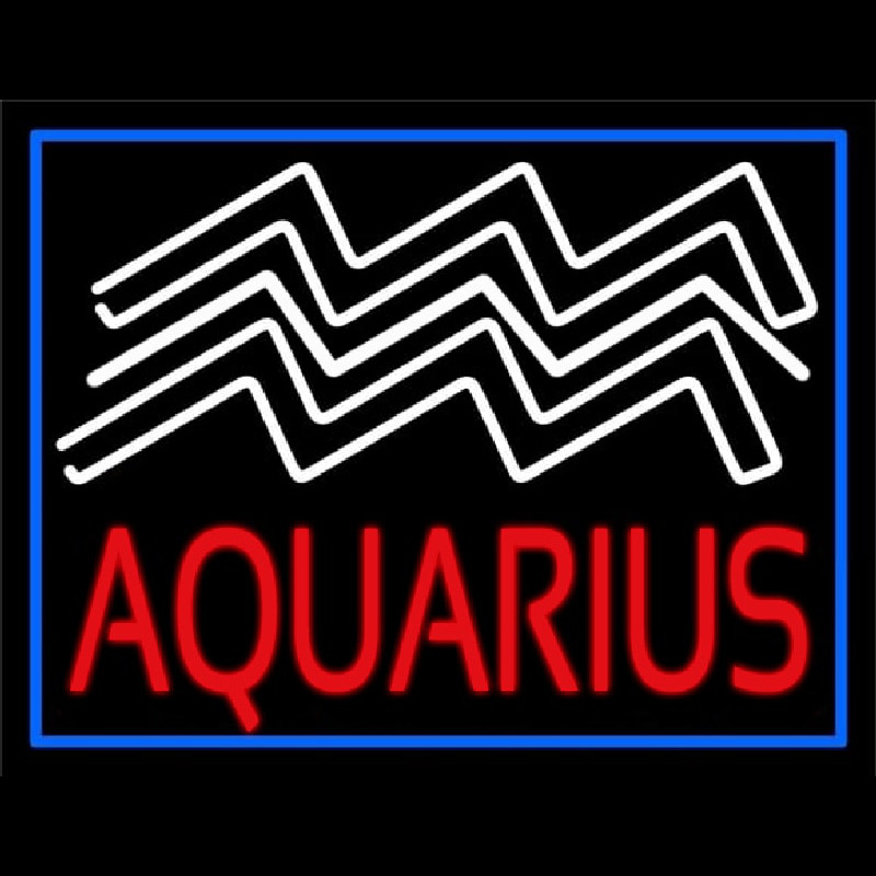 Aquarius Zodiac Blue Border Neonkyltti