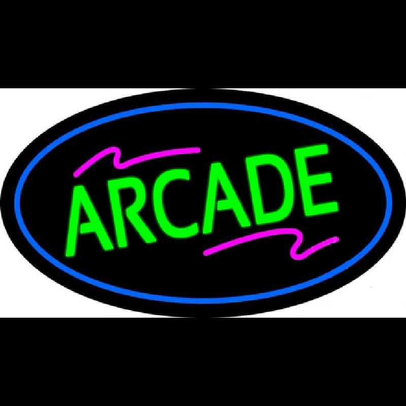 Arcade Oval Blue Neonkyltti