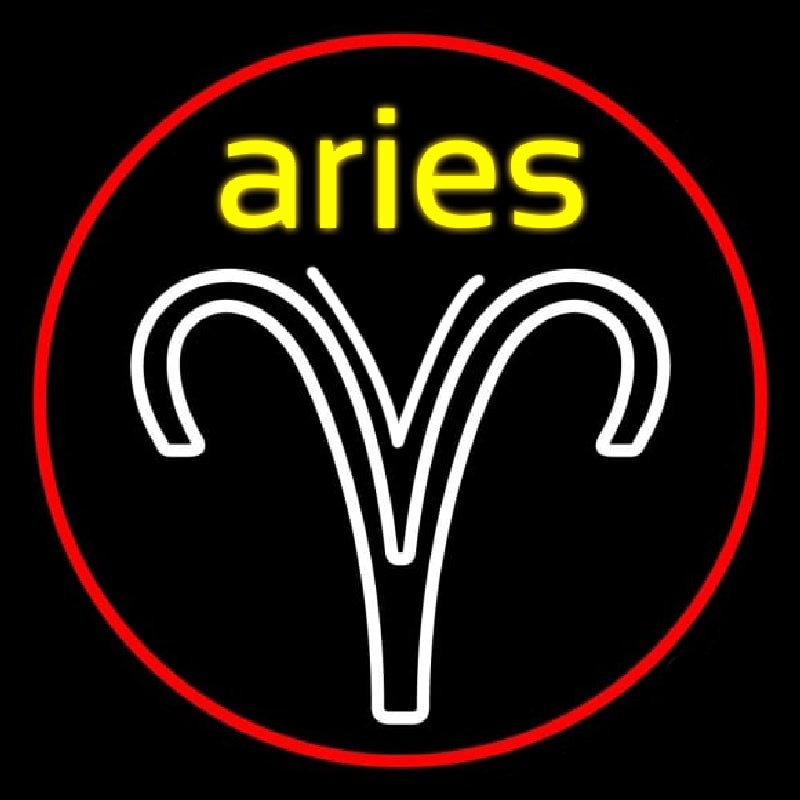 Aries Yellow Zodiac Border Red Neonkyltti