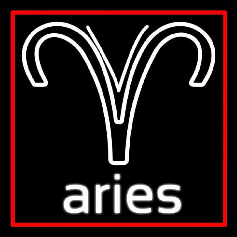 Aries Zodiac Red Border Neonkyltti