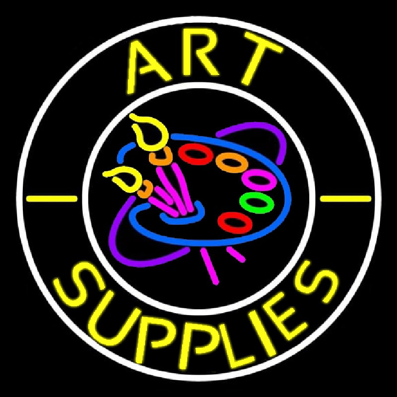 Art Supplies With White Circle Neonkyltti