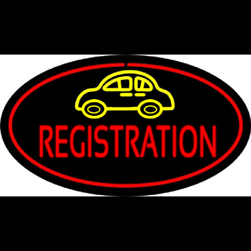 Auto Registration Oval Red Neonkyltti