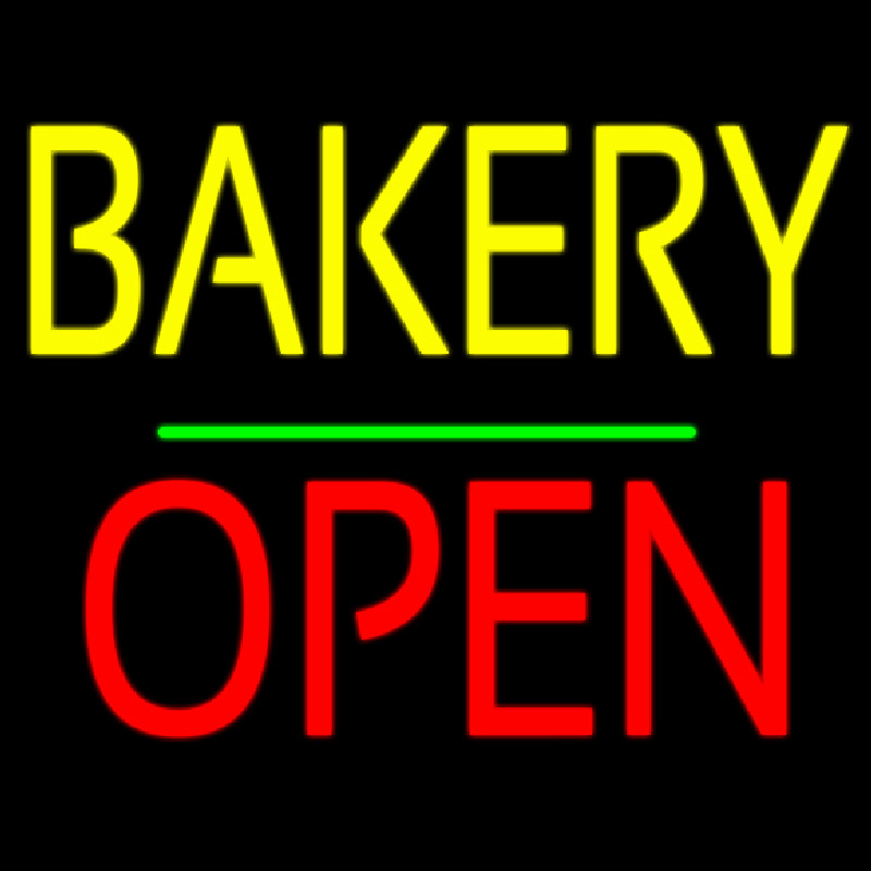 Bakery Block Open Green Line Neonkyltti