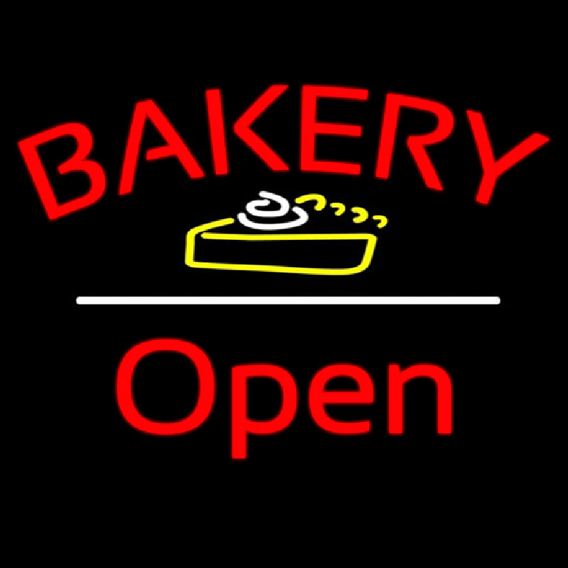 Bakery Logo Open White Line Neonkyltti