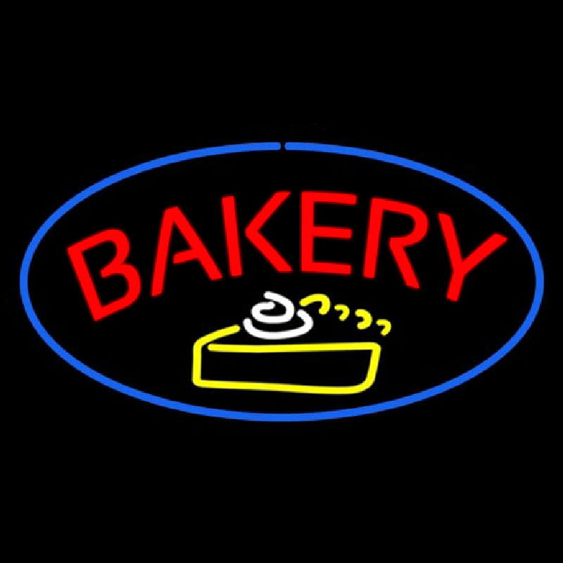 Bakery Logo Oval Blue Neonkyltti