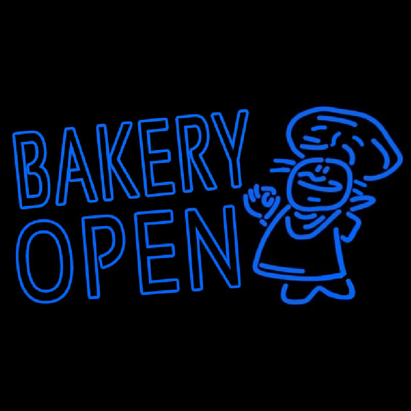 Bakery Open With Man Neonkyltti