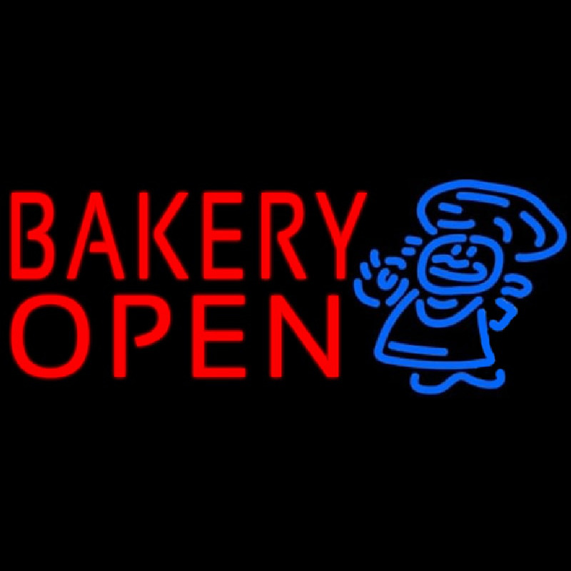 Bakery Open With Man Neonkyltti