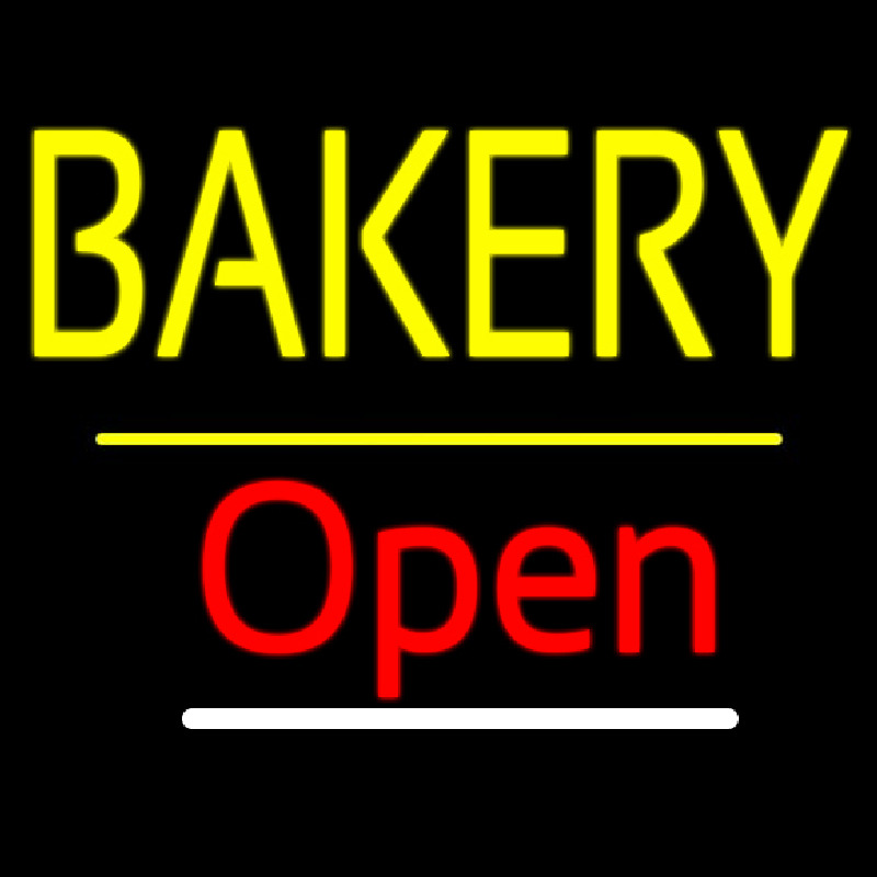 Bakery Open Yellow Line Neonkyltti