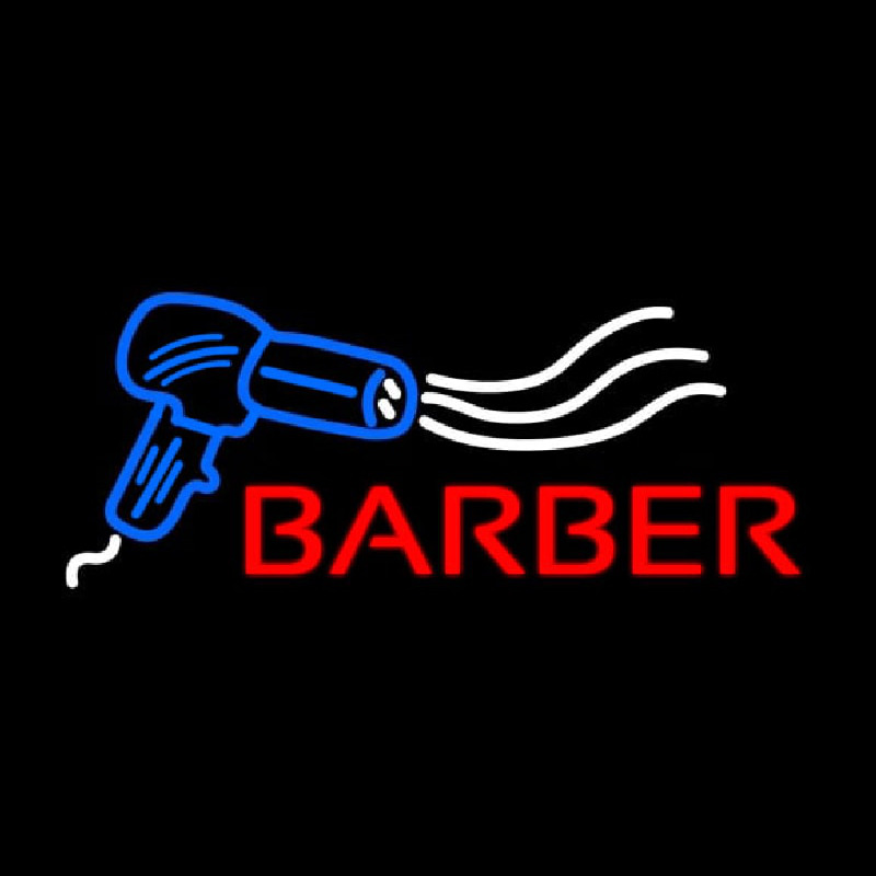 Barber With Dryer Logo Neonkyltti