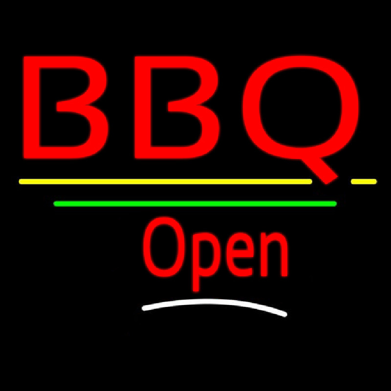 Bbq Open Yellow Line Neonkyltti