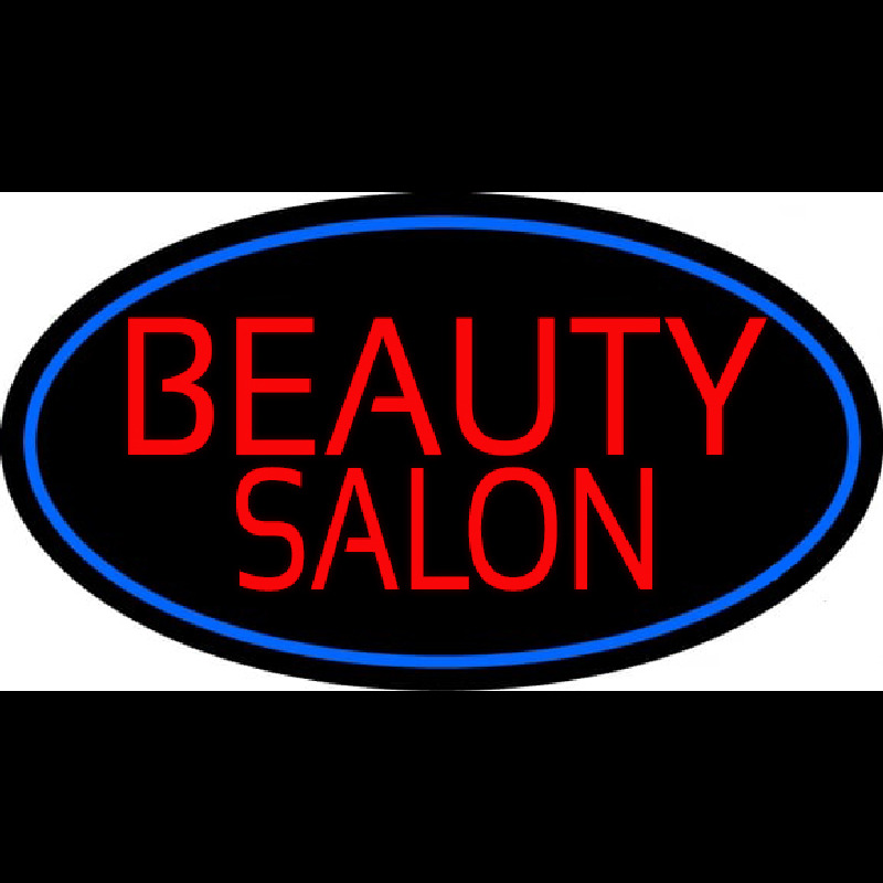 Beauty Salon Oval With Blue Border Neonkyltti