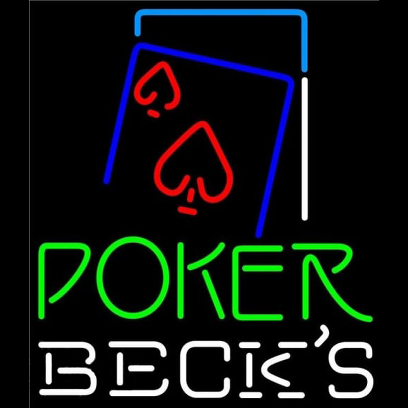 Becks Green Poker Red Heart Beer Sign Neonkyltti