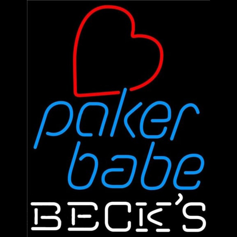 Becks Poker Girl Heart Babe Beer Sign Neonkyltti