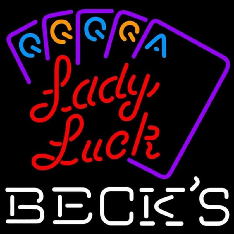Becks Poker Lady Luck Series Beer Sign Neonkyltti