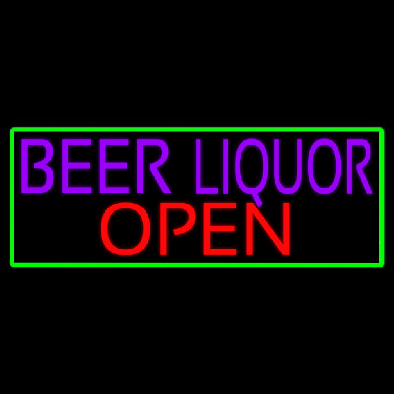 Beer Liquor Open With Green Border Neonkyltti