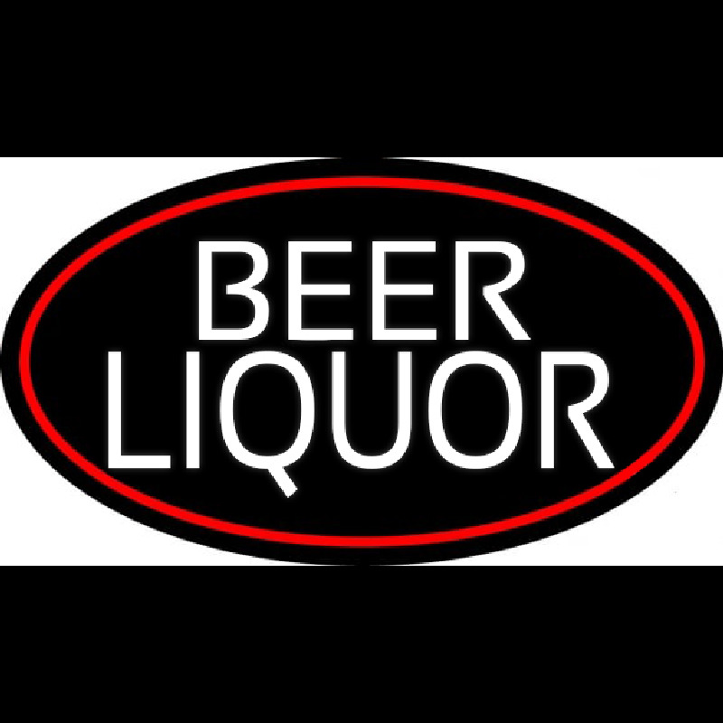 Beer Liquor Oval With Red Border Neonkyltti