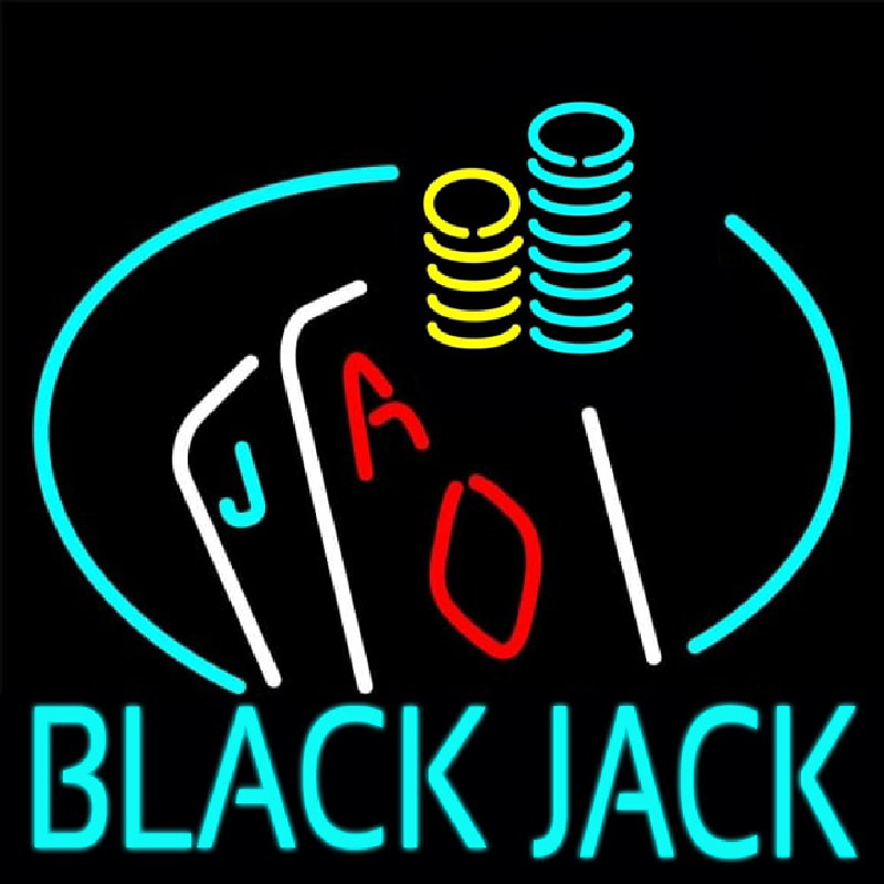 Blackjack With Playing Card Neonkyltti