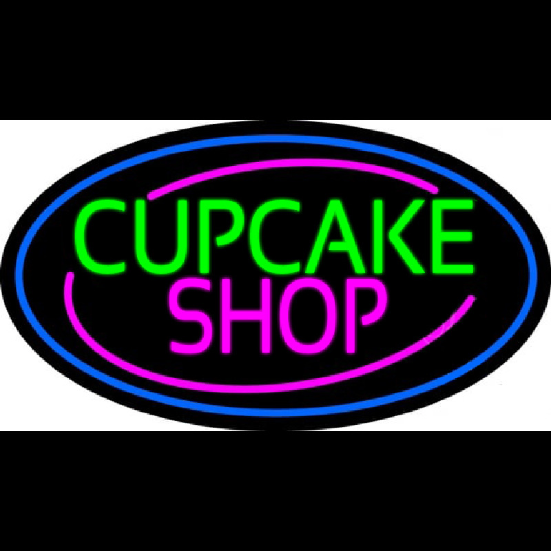 Block Cupcake Shop With Blue Round Neonkyltti