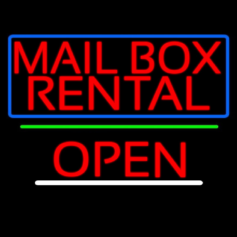 Block Mail Bo  Rental Blue Border With Open 2 Neonkyltti