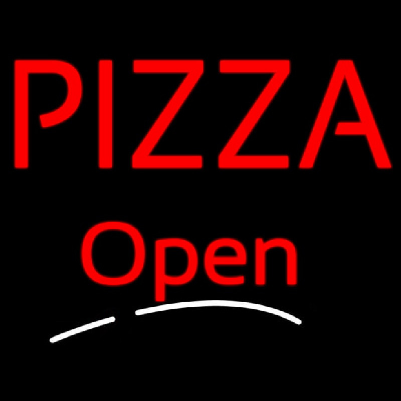 Block Red Pizza Open Neonkyltti