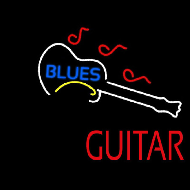 Blue Blues Red Guitar Neonkyltti