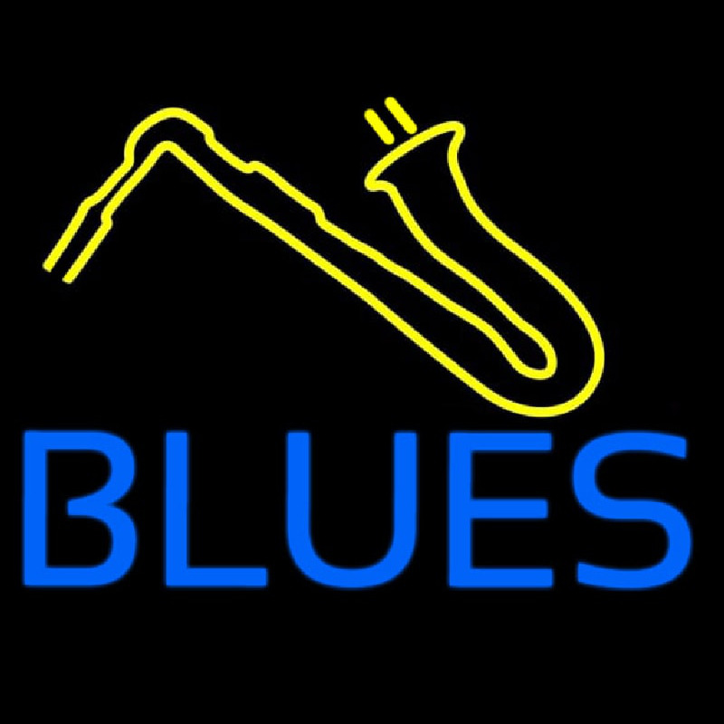 Blue Blues Yellow Sa ophone Neonkyltti