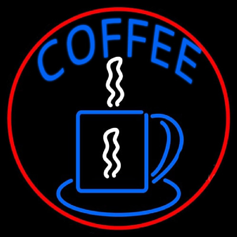 Blue Coffee Cup With Red Circle Neonkyltti