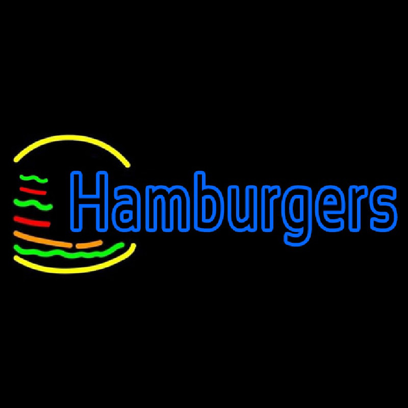 Blue Double Stroke Hamburgers Neonkyltti