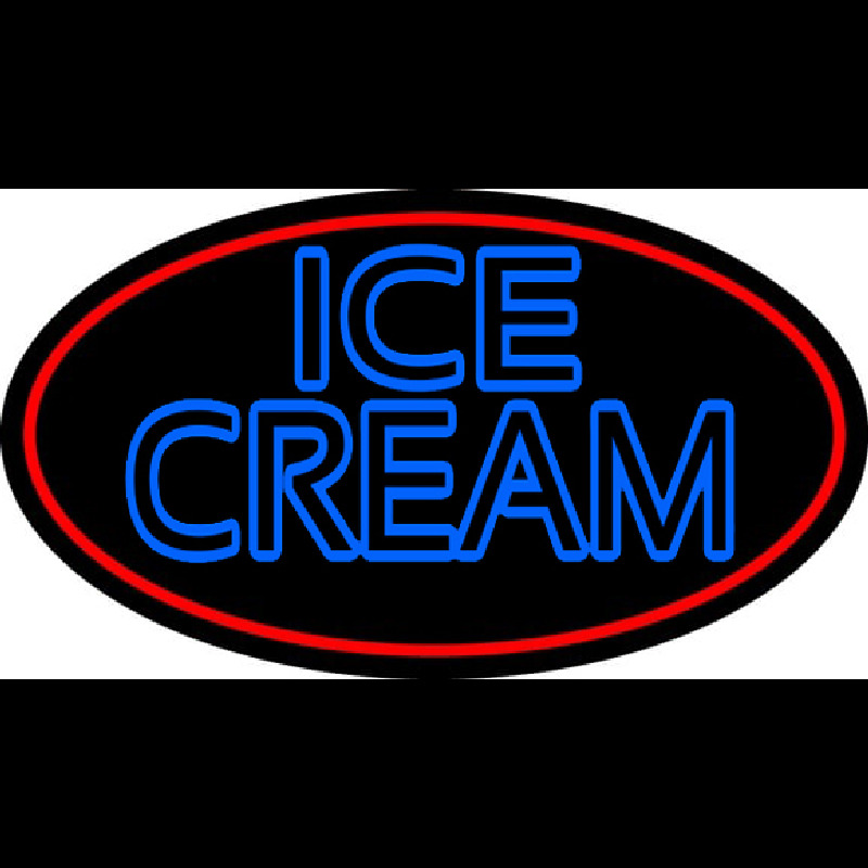 Blue Double Stroke Ice Cream With Red Oval Neonkyltti