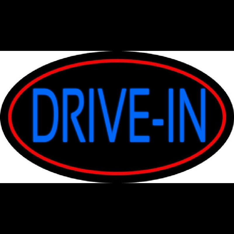 Blue Drive In With Red Border Neonkyltti