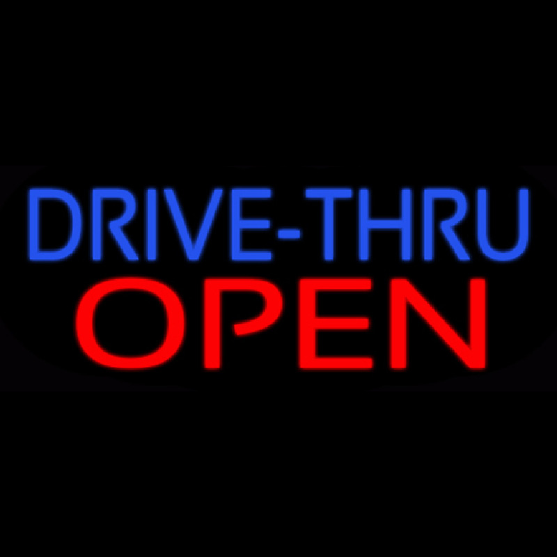 Blue Drive Thru Red Open Neonkyltti