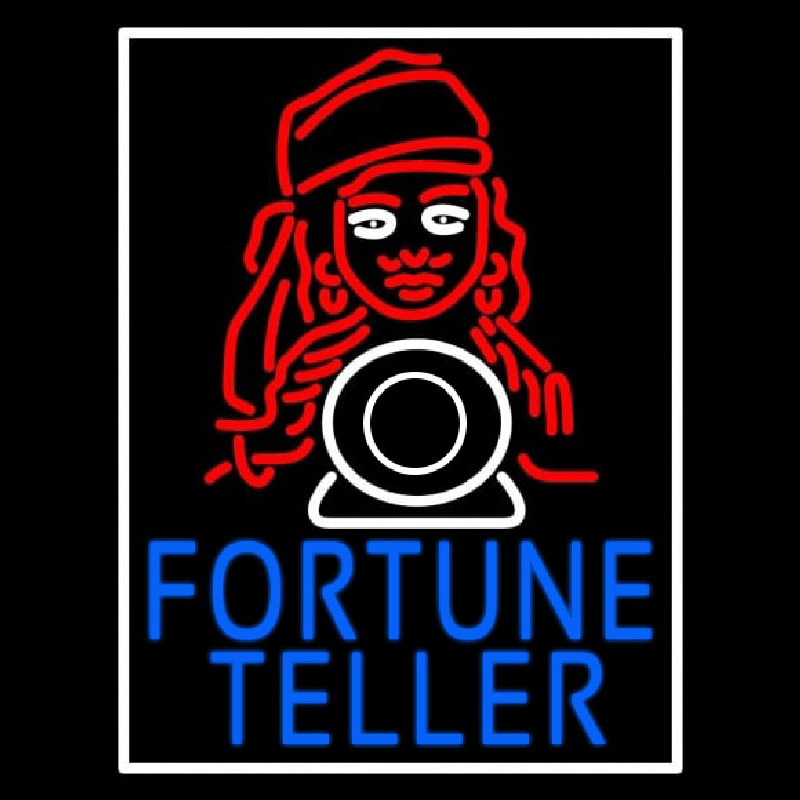 Blue Fortune Teller With Logo Neonkyltti