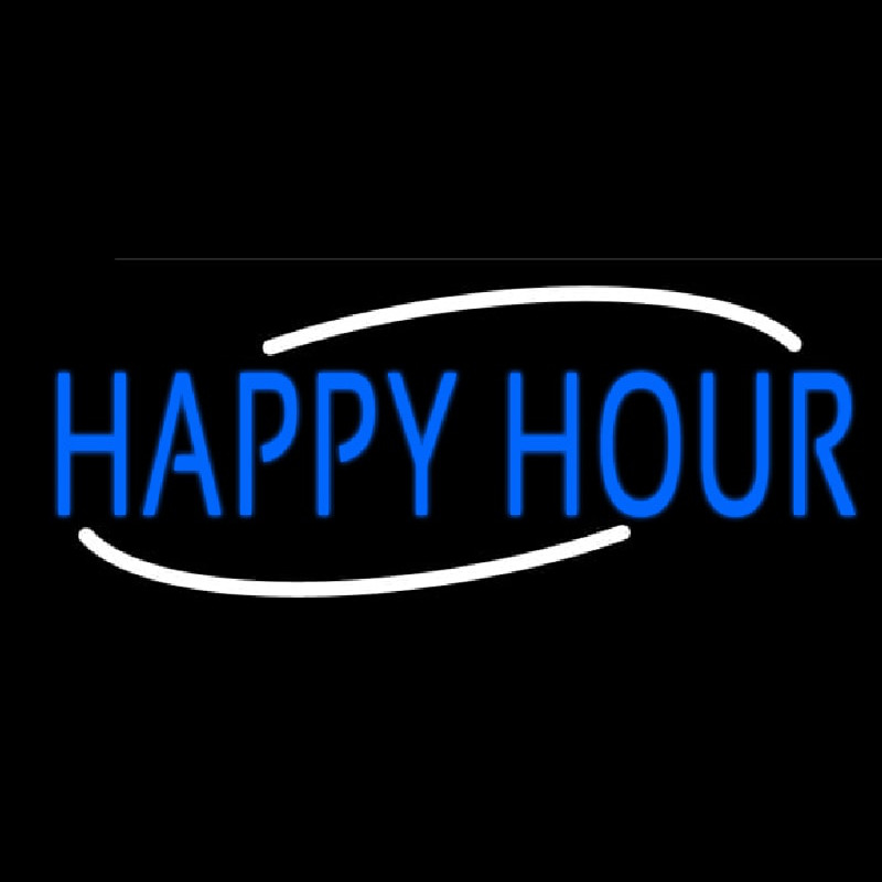 Blue Happy Hour Neonkyltti