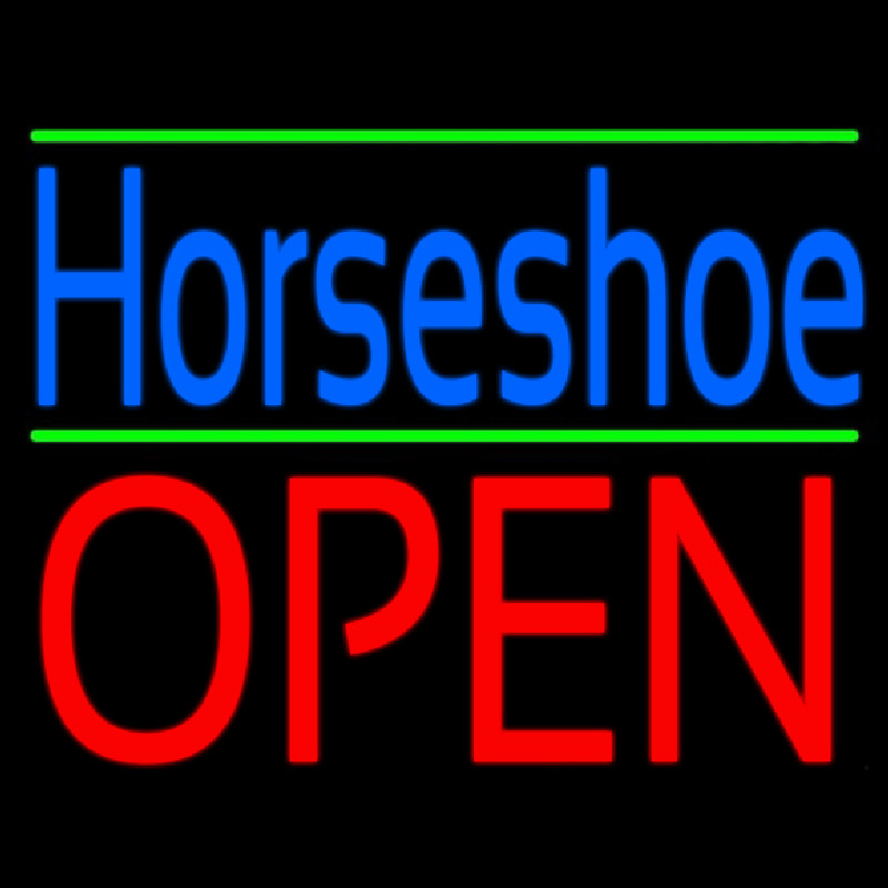 Blue Horseshoe Open Green Line Neonkyltti