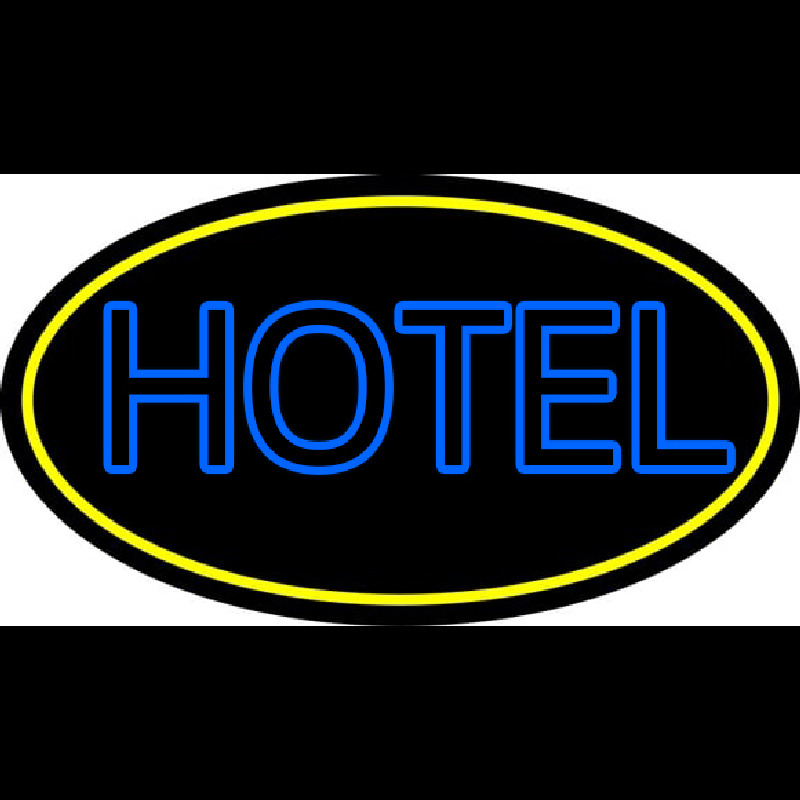 Blue Hotel With Yellow Border Neonkyltti