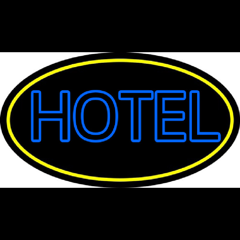 Blue Hotel With Yellow Border Neonkyltti