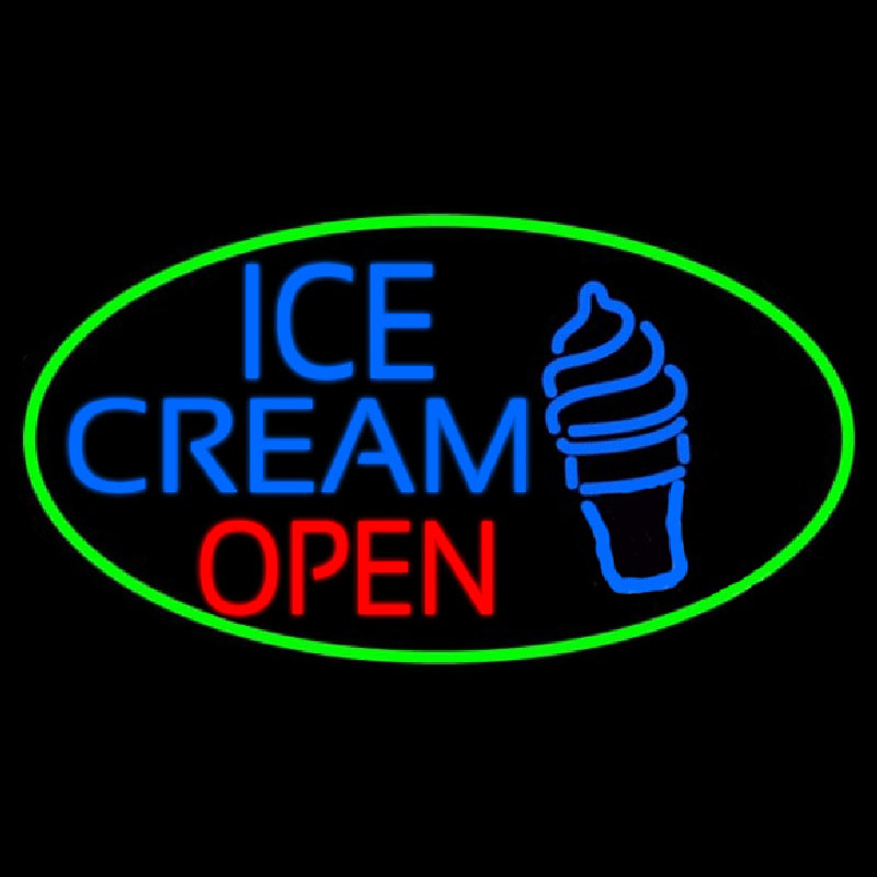 Blue Ice Cream Open With Green Oval Neonkyltti