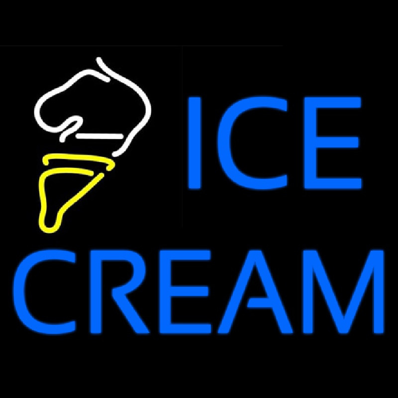 Blue Ice Cream With Cone Neonkyltti