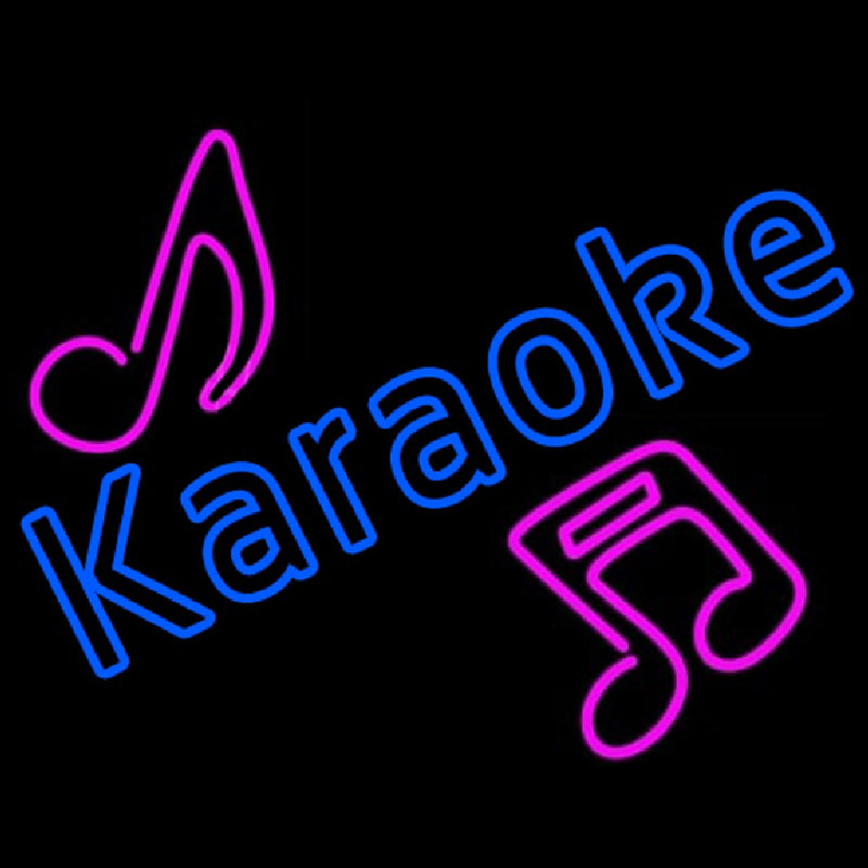 Blue Karaoke Red Musical Note Neonkyltti