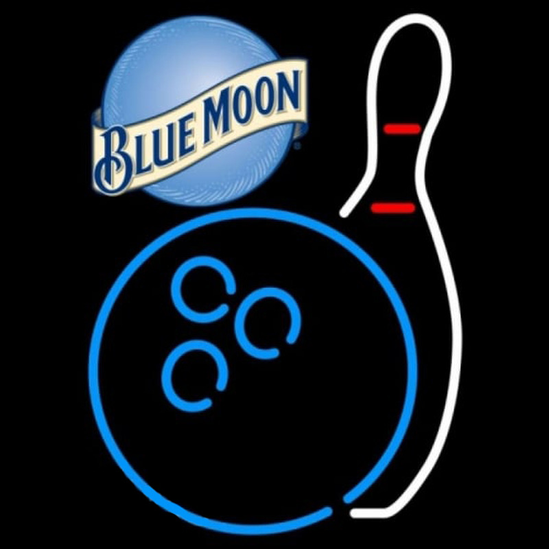 Blue Moon Bowling Blue White Beer Sign Neonkyltti