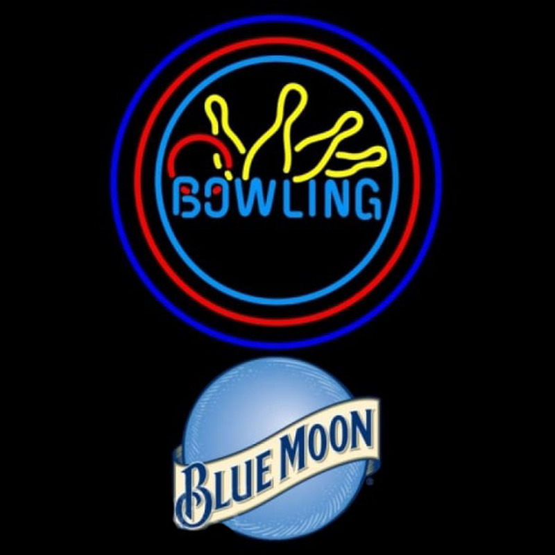 Blue Moon Bowling Yellow Blue Beer Sign Neonkyltti