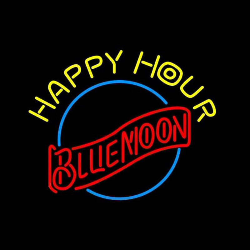 Blue Moon Classic Happy Hour Beer Sign Neonkyltti