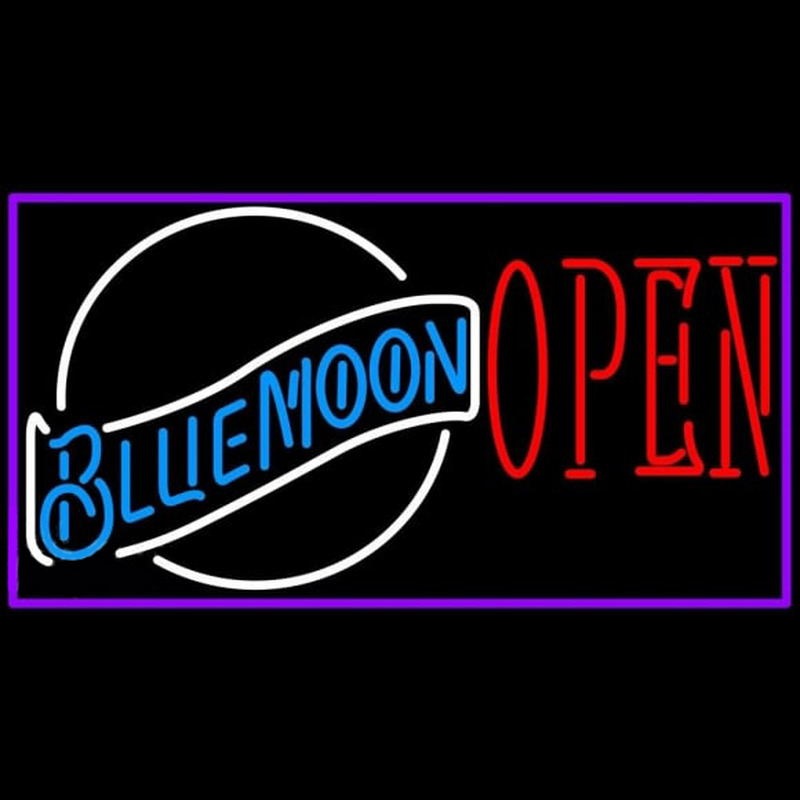 Blue Moon White Open Beer Sign Neonkyltti